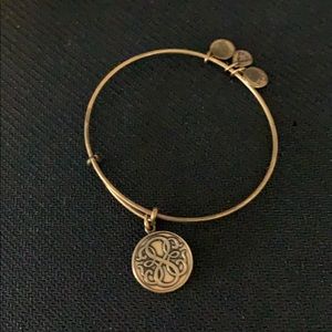 Alex and Ani energy bangle bracelet in gold.